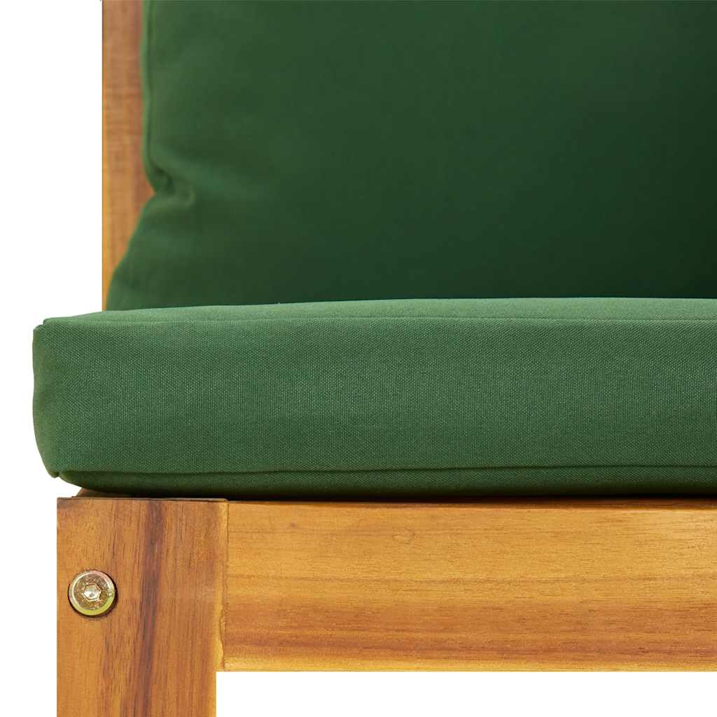 vidaXL Canapé d'angle modulable avec coussins verts Bois d'acacia massif
