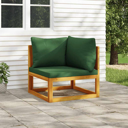 vidaXL Canapé d'angle modulable avec coussins verts Bois d'acacia massif