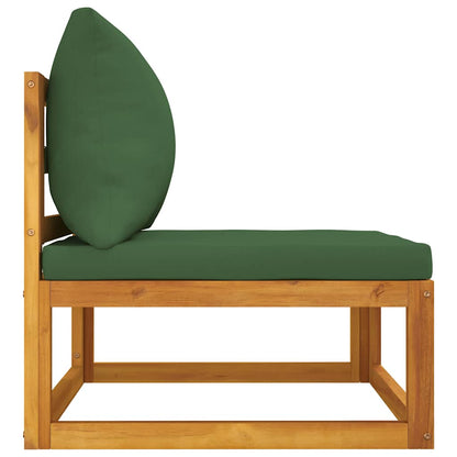 vidaXL Canapé central de jardin avec coussins verts Bois d'acacia massif