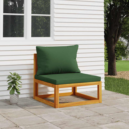vidaXL Canapé central de jardin avec coussins verts Bois d'acacia massif
