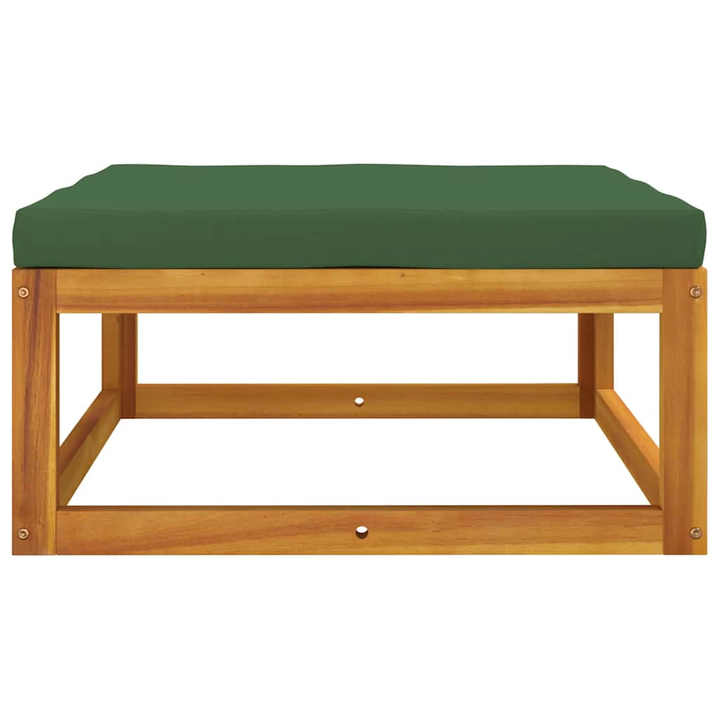 vidaXL Tabouret de jardin avec coussin vert Bois d'acacia massif