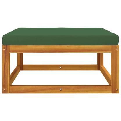 vidaXL Tabouret de jardin avec coussin vert Bois d'acacia massif