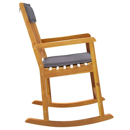 vidaXL Fauteuil à bascule avec coussin Bois d'acacia massif