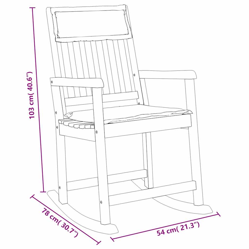 vidaXL Fauteuil à bascule avec coussin Bois d'acacia massif