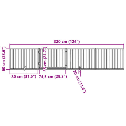 vidaXL 4-tlg. Hundetor mit Tür Faltbar Weiß 320 cm Pappelholz
