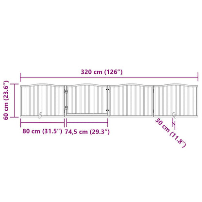 vidaXL 4-tlg. Hundetor mit Tür Faltbar Weiß 320 cm Pappelholz