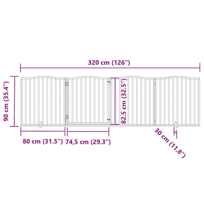 vidaXL 4-tlg. Hundetor mit Tür Faltbar Weiß 320 cm Pappelholz