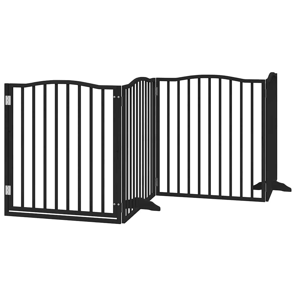 vidaXL Parc à Chiens 4 Panneaux Pliable avec Porte Noir 320 cm Bois de Peuplier