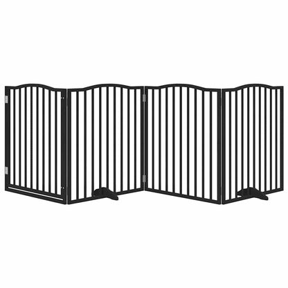 vidaXL Parc à Chiens 4 Panneaux Pliable avec Porte Noir 320 cm Bois de Peuplier