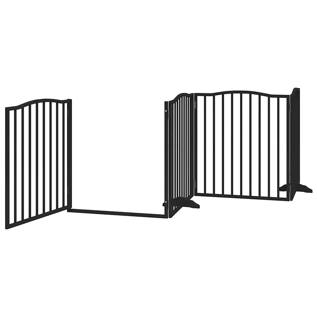 vidaXL Parc à Chiens 4 Panneaux Pliable avec Porte Noir 320 cm Bois de Peuplier
