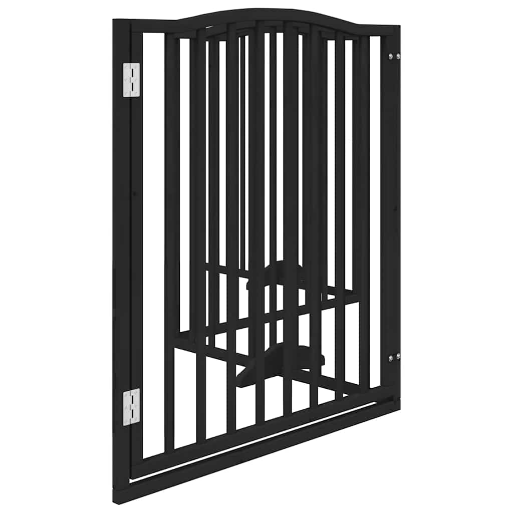 vidaXL Parc à Chiens 4 Panneaux Pliable avec Porte Noir 320 cm Bois de Peuplier