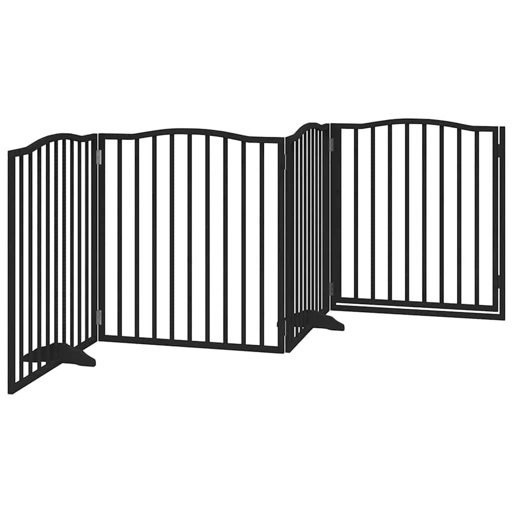 vidaXL Parc à Chiens 4 Panneaux Pliable avec Porte Noir 320 cm Bois de Peuplier