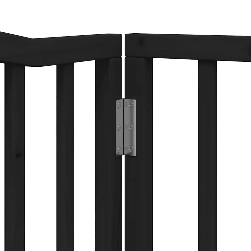 vidaXL Parc à Chiens 4 Panneaux Pliable avec Porte Noir 320 cm Bois de Peuplier