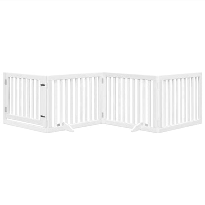 vidaXL Barrière pour chien à 4 pans avec porte Pliable Blanc 320 cm Bois de peuplier