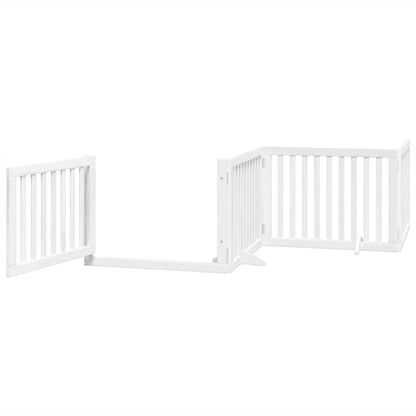 vidaXL Barrière pour chien à 4 pans avec porte Pliable Blanc 320 cm Bois de peuplier