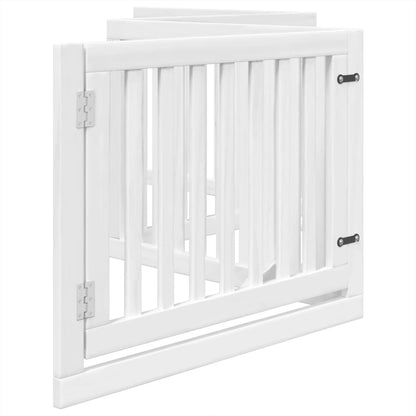 vidaXL Barrière pour chien à 4 pans avec porte Pliable Blanc 320 cm Bois de peuplier