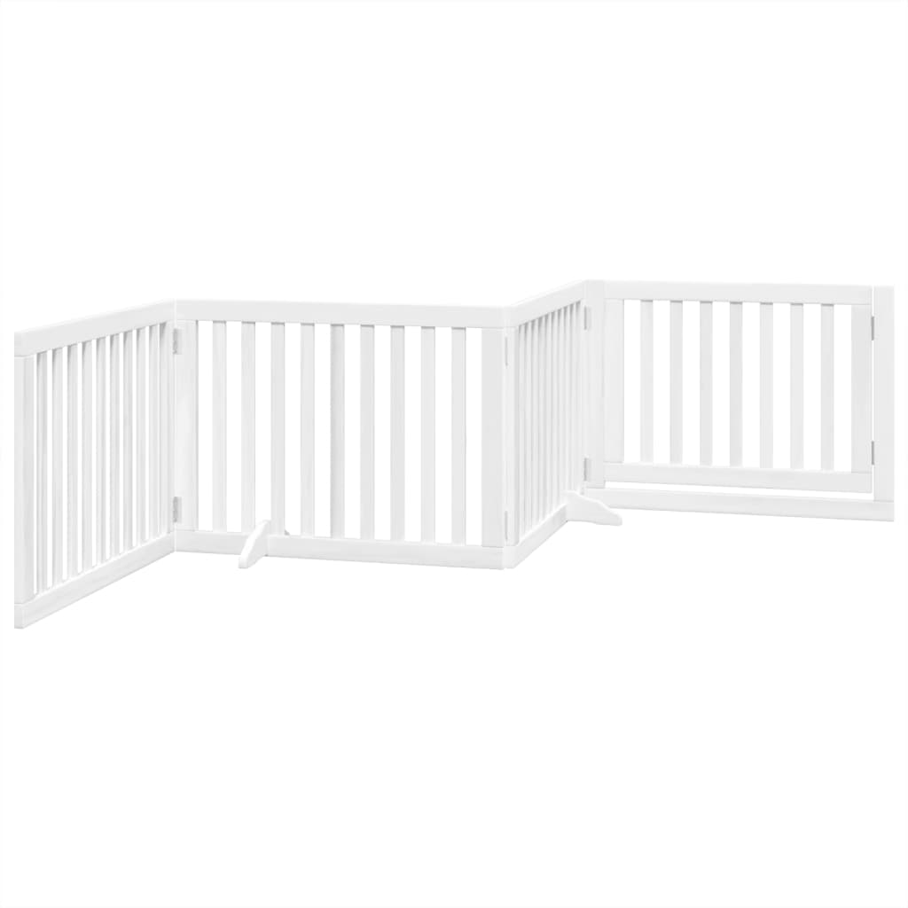 vidaXL Barrière pour chien à 4 pans avec porte Pliable Blanc 320 cm Bois de peuplier