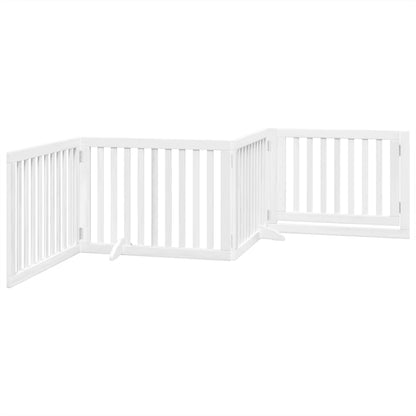 vidaXL Barrière pour chien à 4 pans avec porte Pliable Blanc 320 cm Bois de peuplier
