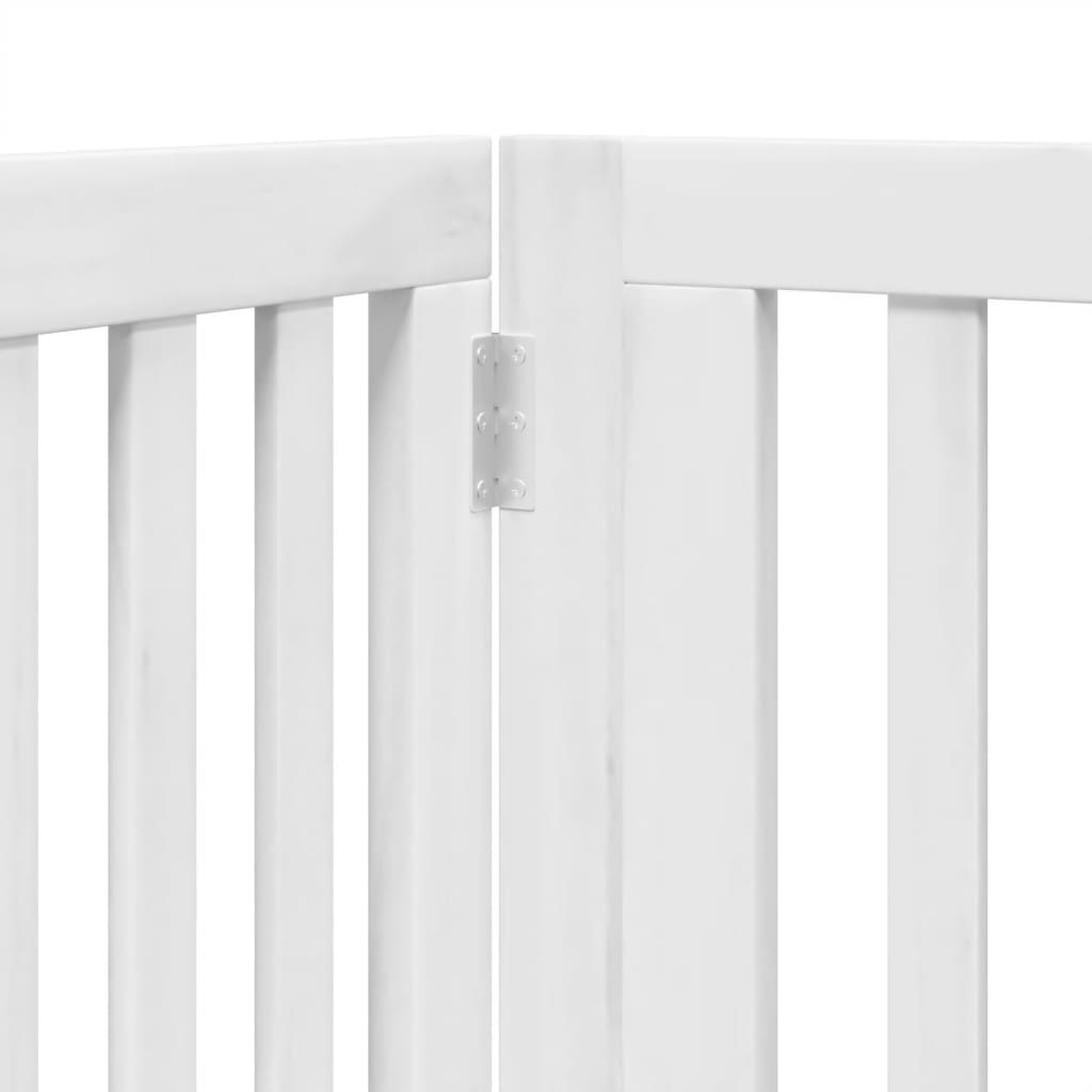 vidaXL Barrière pour chien à 4 pans avec porte Pliable Blanc 320 cm Bois de peuplier