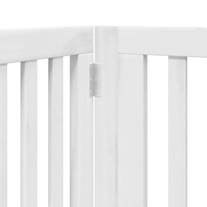 vidaXL Barrière pour chien à 4 pans avec porte Pliable Blanc 320 cm Bois de peuplier