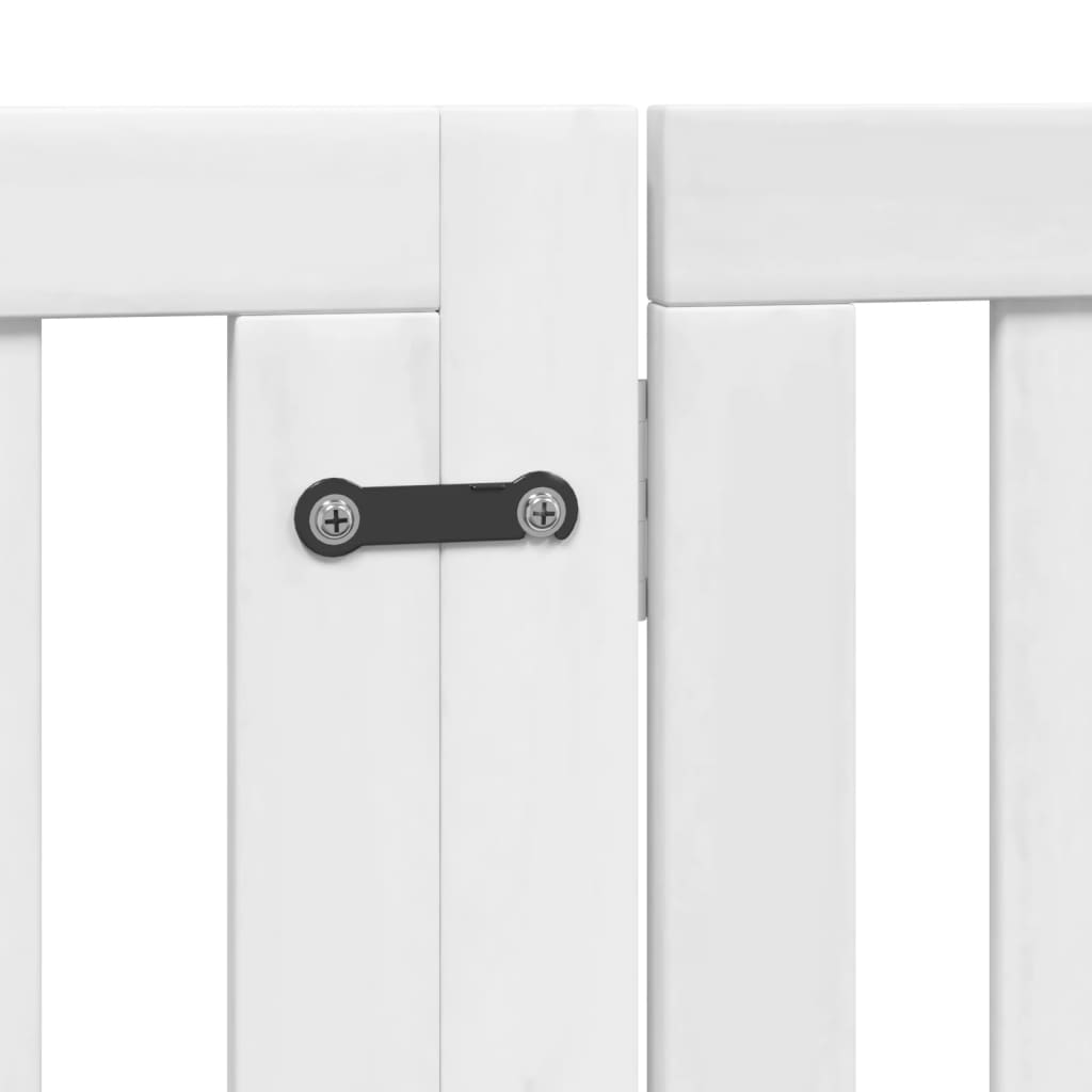 vidaXL Barrière pour chien à 4 pans avec porte Pliable Blanc 320 cm Bois de peuplier