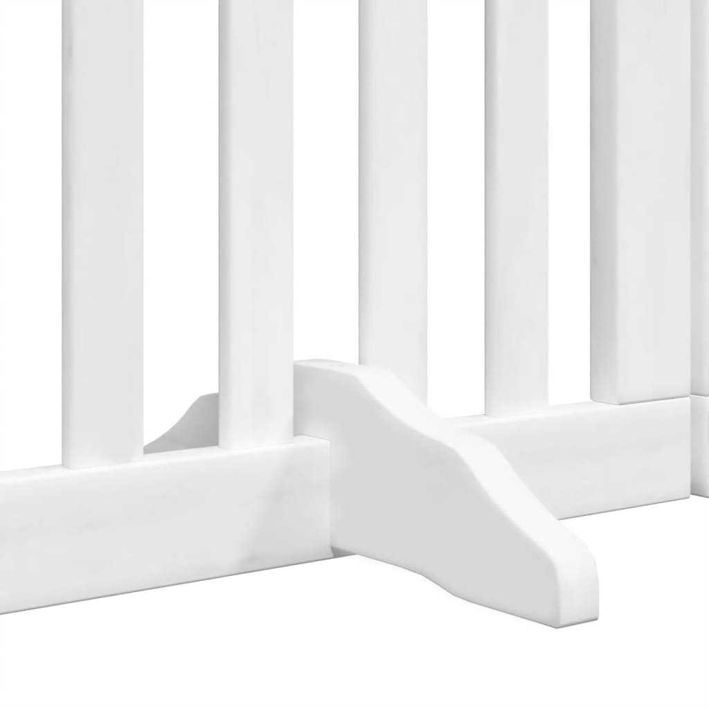 vidaXL Barrière pour chien à 4 pans avec porte Pliable Blanc 320 cm Bois de peuplier