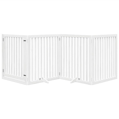 vidaXL Barrière pour chien à 4 pans avec porte Pliable Blanc 320 cm Bois de peuplier