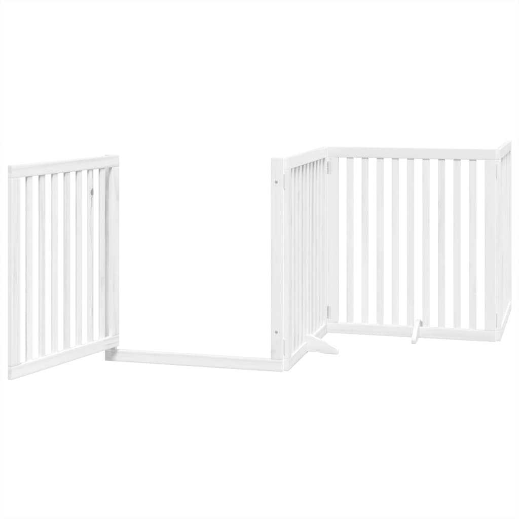 vidaXL Barrière pour chien à 4 pans avec porte Pliable Blanc 320 cm Bois de peuplier