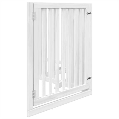 vidaXL Barrière pour chien à 4 pans avec porte Pliable Blanc 320 cm Bois de peuplier