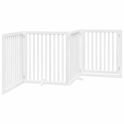 vidaXL Barrière pour chien à 4 pans avec porte Pliable Blanc 320 cm Bois de peuplier