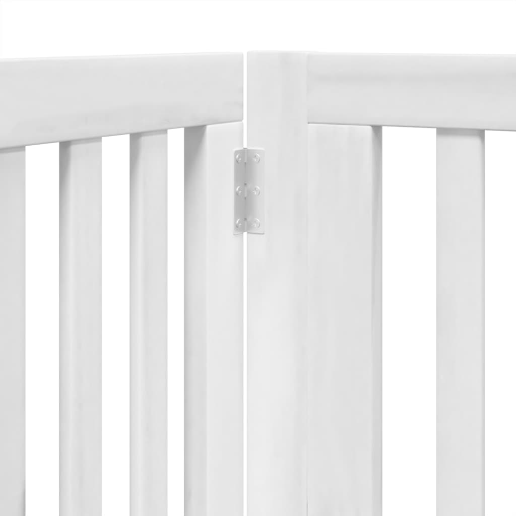 vidaXL Barrière pour chien à 4 pans avec porte Pliable Blanc 320 cm Bois de peuplier
