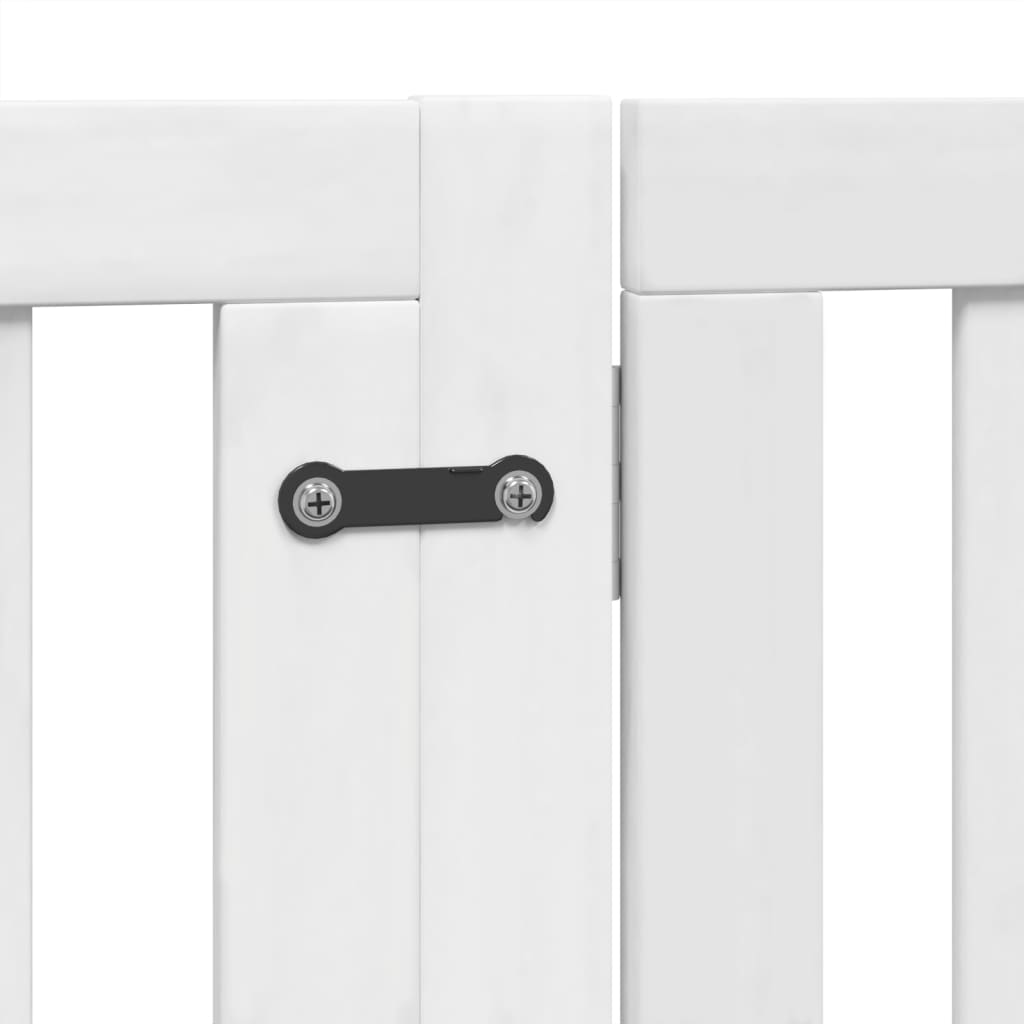 vidaXL Barrière pour chien à 4 pans avec porte Pliable Blanc 320 cm Bois de peuplier
