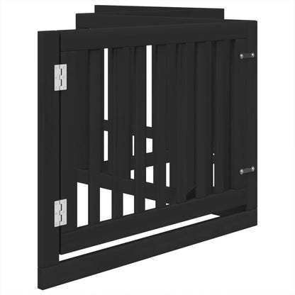 vidaXL 4-tlg. Hundetor mit Tür Faltbar Schwarz 320 cm Pappelholz