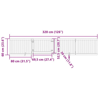 vidaXL 4-tlg. Hundetor mit Tür Faltbar Schwarz 320 cm Pappelholz