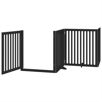 vidaXL 4-tlg. Hundetor mit Tür Faltbar Schwarz 320 cm Pappelholz