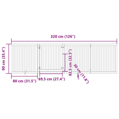 vidaXL 4-tlg. Hundetor mit Tür Faltbar Schwarz 320 cm Pappelholz