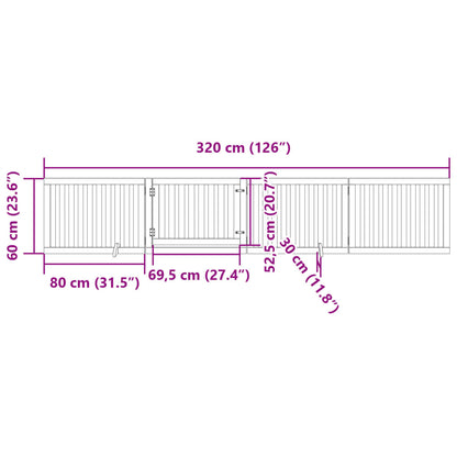 vidaXL 4-tlg. Hundetor mit Tür Faltbar Braun 320 cm Pappelholz