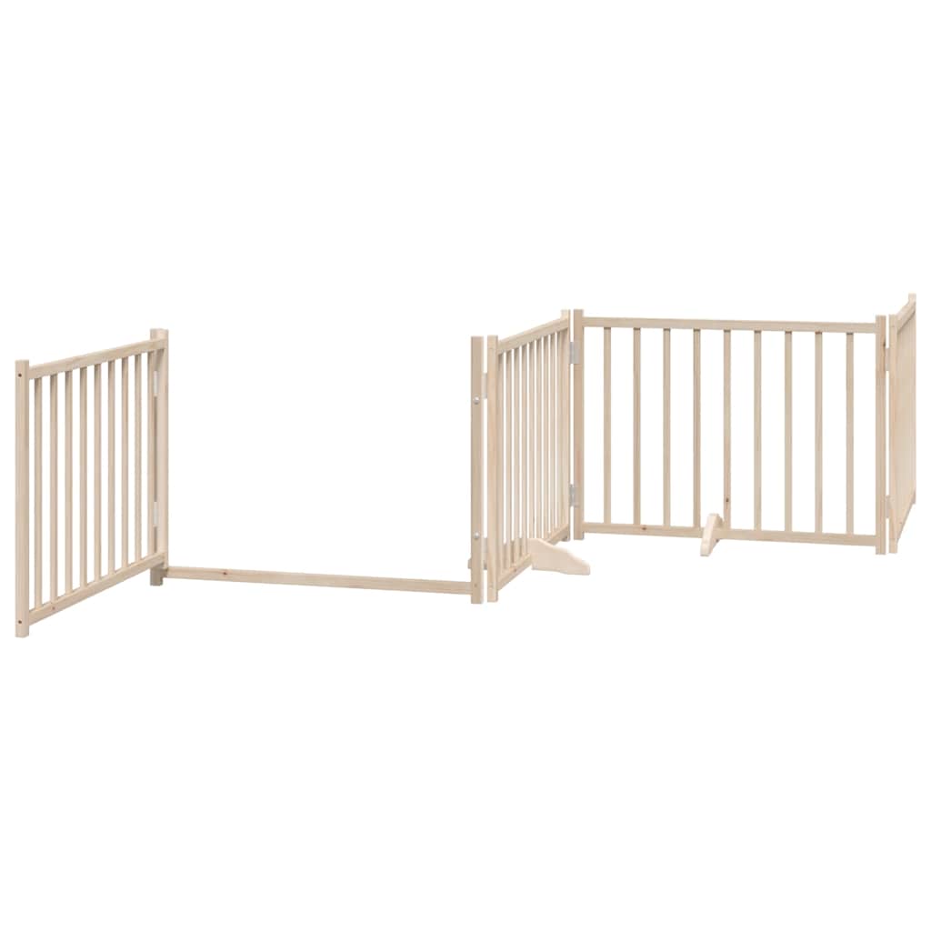 vidaXL 4-tlg. Hundetor mit Tür Faltbar 320 cm Massivholz Tanne