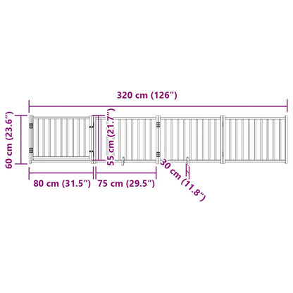 vidaXL 4-tlg. Hundetor mit Tür Faltbar 320 cm Massivholz Tanne