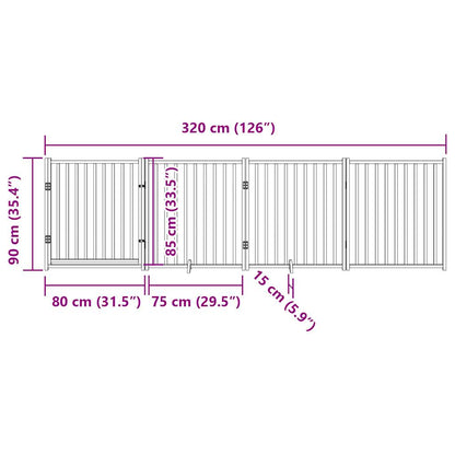 vidaXL 4-tlg. Hundetor mit Tür Faltbar Weiß 320 cm Massivholz Tanne