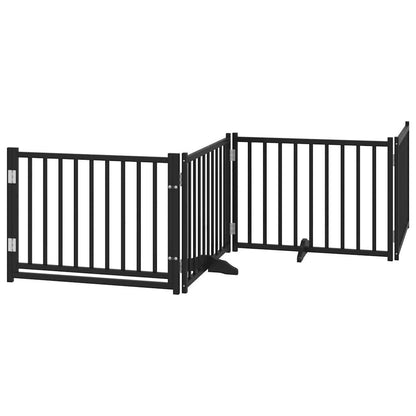 vidaXL 4-tlg. Hundetor mit Tür Faltbar Schwarz 320 cm Massivholz Tanne
