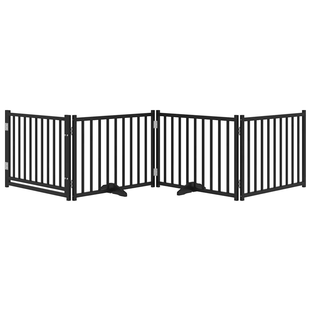 vidaXL 4-tlg. Hundetor mit Tür Faltbar Schwarz 320 cm Massivholz Tanne