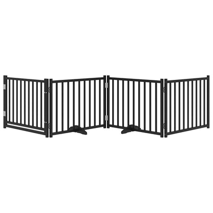 vidaXL 4-tlg. Hundetor mit Tür Faltbar Schwarz 320 cm Massivholz Tanne