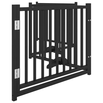 vidaXL 4-tlg. Hundetor mit Tür Faltbar Schwarz 320 cm Massivholz Tanne