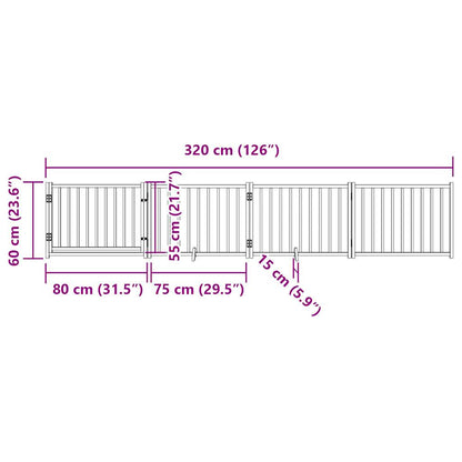 vidaXL 4-tlg. Hundetor mit Tür Faltbar Schwarz 320 cm Massivholz Tanne