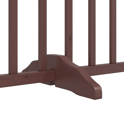 vidaXL Barrière pour chien à 4 pans avec porte Pliable Marron Chêne 320 cm Bois de sapin