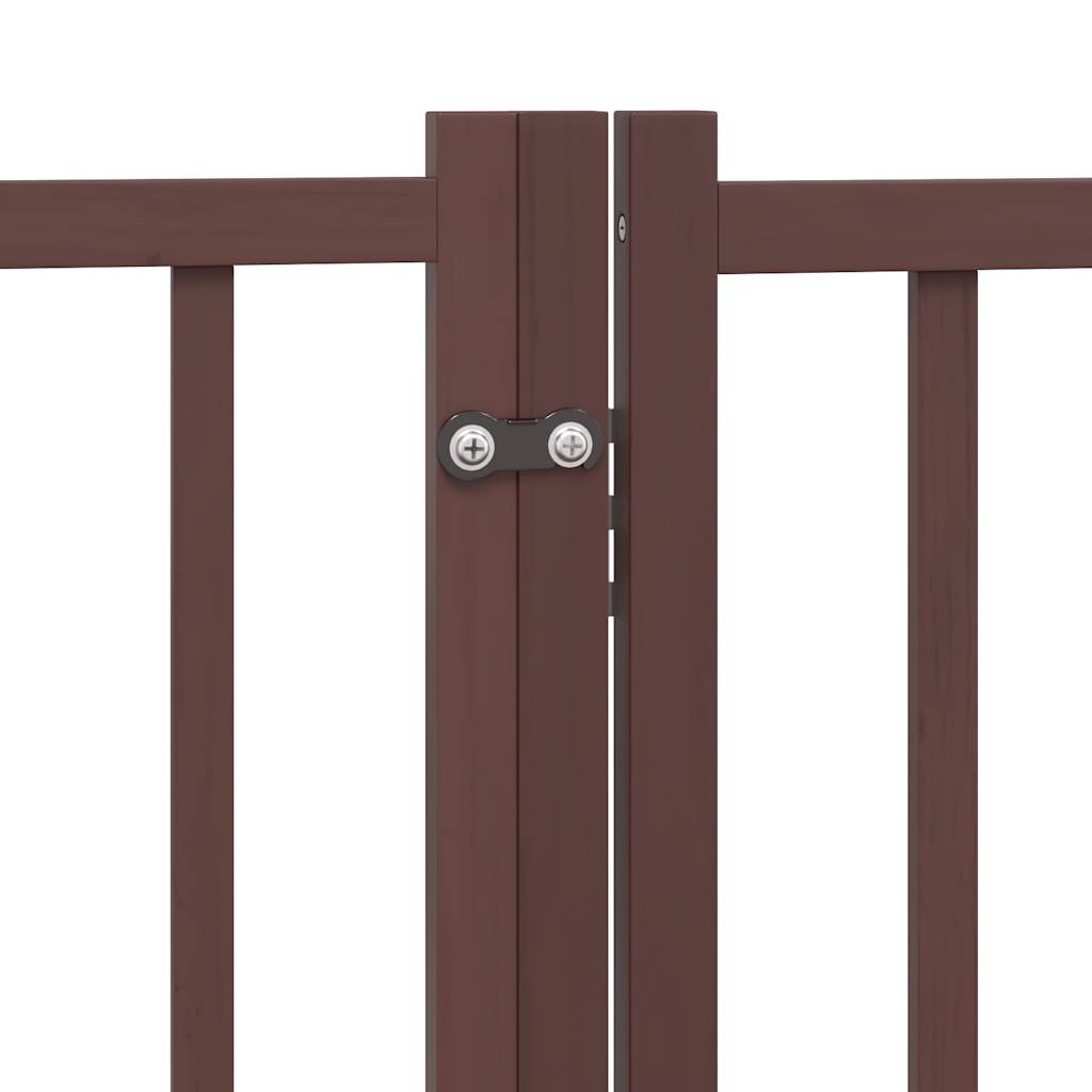 vidaXL Barrière pour chien à 4 pans avec porte Pliable Marron Chêne 320 cm Bois de sapin