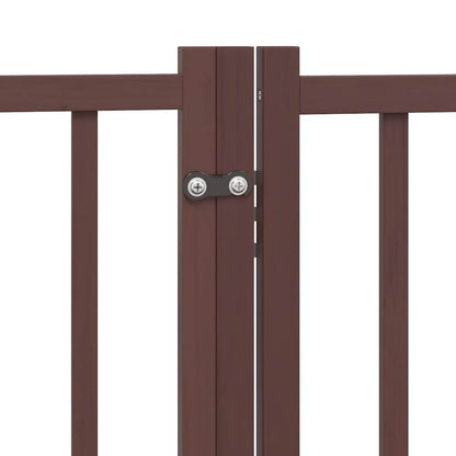 vidaXL Barrière pour chien à 4 pans avec porte Pliable Marron Chêne 320 cm Bois de sapin