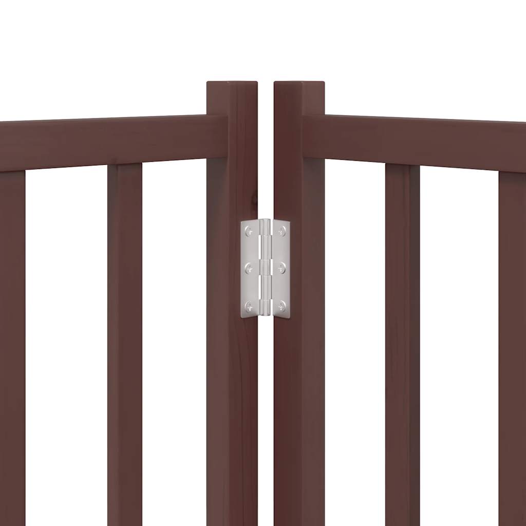 vidaXL Barrière pour chien à 4 pans avec porte Pliable Marron Chêne 320 cm Bois de sapin