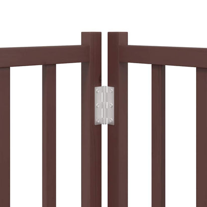 vidaXL Barrière pour chien à 4 pans avec porte Pliable Marron Chêne 320 cm Bois de sapin